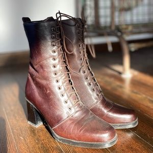 Vintage Leather Cottagecore Heeled Boots